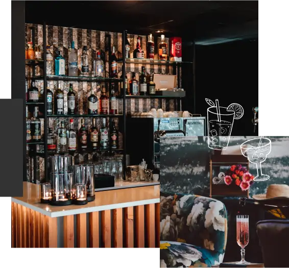 Group-1041 Composition d'images montrant le bar L'embuscade